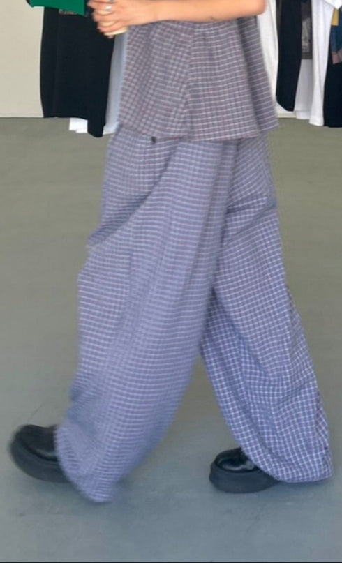 チェックボリュームラフパンツ